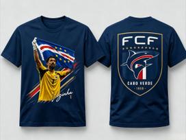 2026 Vozinha Cabo Verde FCF Double Sided Graphic Tshirt National Football Team Unisex Oversized Cotton Short Sleeve Fan Tee M