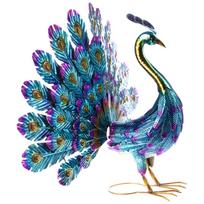 Decorative Figurine Peacock Metal Retro For Living Room Office 56 cm