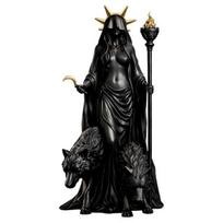 Mysterious Witch Figurine Hecate Greek Goddess Statue with Magical Hounds, Fantasy Theme for Home Decor Resin Sculpture, Mythological Tabletop Display