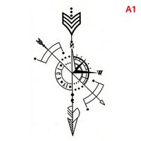 Vandeniui atsparus laikinas tatuiruotės lipdukas Kompaso rodyklė Romėnų laikrodžio rankos kūno tatuiruotės as the picture