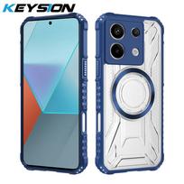 KEYSION Transparent Magnetic Case for Redmi Note 13 Pro 4G 13 Pro+5G Shockproof Phone Back Cover for Xiaomi POCO X6 5G M6 Pro 4G for Redmi Note 13 mėlyna