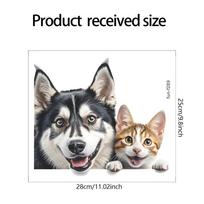 Artificial Animal Husky Kitten Peeping Glass Window Sticker AVE 25*28cm/fun-f289