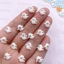 50pcs Resin Mini Colorful Halloween Decor Ghost Pumpkin Bats Cats Figurines Flat back Stone Nails Art DIY Charm Scrapbook Crafts