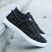 Summer Men's Shoes Men's Canvas Shoes Washed Denim Shoes Fashion Casual Sneakers 39 juoda