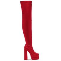 New Style Luxury Women Thigh High Boots Double Platform Black High Heels Over The Knee Boots Zip Sexy Long Shoes Boots for Woman 35