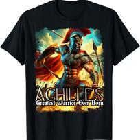 Achilles Hero of Troy Greek Mythology Epic Warrior T-Shirt S juoda