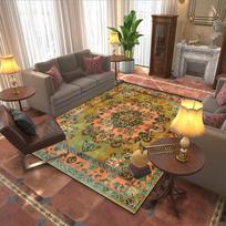 Persian Retro Style Carpet Living Room Home Decoration Boho Printing Washable Sofa Rugs Flannel Bedroom Non-slip Soft Foot Mats 60x90cm