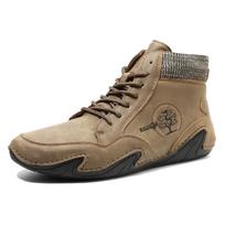 Fashion 2024 Men Winter Boots Fashion Leather Boots Men Autumn Winter Snow Casual Shoes Men Outdoor Light Ankle Antislip Warm Zapatos 38 chaki