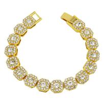 HNSP 13MM Wide Luxury Full Zircon Ice Tennis Hand Chain Bracelet For Men Gift Hip Hop Street Party  Accessories 19CM-7in