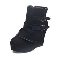 Autumn Winter Chunky Ankle Boots Women's Warm Boots Handmade Fashion Retro Boots Mom Boots Ladies Boots 43 juoda