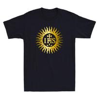 Christogram, Jesuits Jesus Religious Title Symbol Golden Print Men's T-Shirt NEW Unisex T-Shirt M