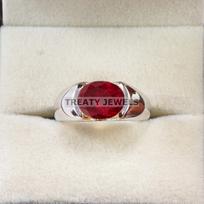 Ruby Oval Cut Gemstone With 925 Sterling Silver Ring For Men's #B545 JL375686404473 4-16 US sidabras