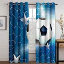 3D Football Series Deluxe Sunshade Curtains 2PCS Hook Perforation for Living Room Bedroom 100W130H(CM)40x51in&Hook