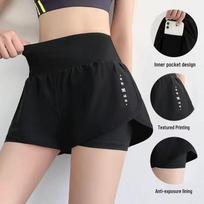 Women's Quick-Dry Yoga Pants with Built-In Shorts - Anti-Exposure, Summer Fitness, Running Training, 3/4 Length S (75-95 kg)