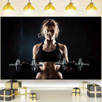 2D Athletic Woman with Dumbbells Tapestry Gym Motivation Wall Hanging 47.2x31.5inch/120*80cm