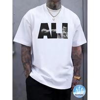 Mens Casual Boxing Graphic TShirt Soft Breathable Summer Tee with Ali Tribute Print Regular Fit Round Neck for Gym Casual S juoda