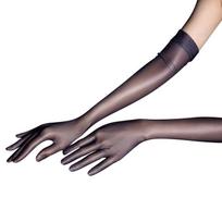 Oil Shiny Glossy Thin Sexy Transparent Gloves Men And Women Tight Mittens Cosplay Transparent Ultra Elastic Party Club Gloves 52cm gray
