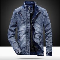 2018 Men's Retro Denim Jacket: Autumn Winter Korean Style, Trendy Cotton Slim Fit for Youth XL mėlyna