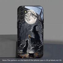 Moonnight Witch Black Cat Tempered Glass Phone Case Suitable for Samsung Galaxy S26 S25 S24 S22 S21 S20FE/Ultra/Plus5G Anti Drop Galaxy S10-1 juoda