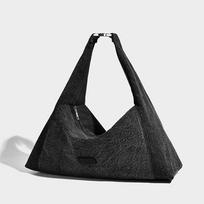 Black Denim Shoulder Bag Solid Color Spacious Women Shoulder Purse Casual Style Classic Design Handbag Daily Commute Tote Bag