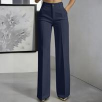 High Waist Wide Leg Trousers for Women Office Pants with Button and Zip Closure Classic Fit Design XL