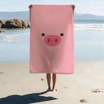 YWJHUI Cute Pink Pig Cartoon Beach Towel Oversized Lightweight Quick Dry Absorbent Unisex for Swim Bath Camping 40x60cm
