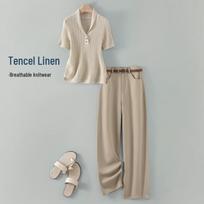 IHIMI Lyocell Linen Knit Shirt & Pants Set M