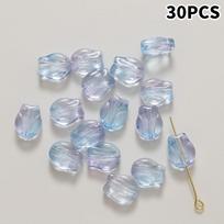 30Pcs Tulips Flower Lampwork Beads Multicolor Glass Flora Beads Multicolor Loose Beads For Diy Bracelets Jewelry Making