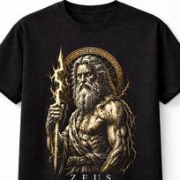 Dzeusas Graikų Griaustinio Žaibo Dievas Mitologija Unisex Marškinėliai M black