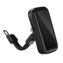 Motociklo laikiklis mobiliam telefonui, atsparus vandeniui su užtrauktuku (5,5" - 6,3") juodas