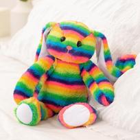35cm Cute Rainbow Striped Long Ear Bunny Plush Toy Soft Stuffed Rabbit Doll Fluffy Animal Birthday Gift Cuddly Plushies 35cm