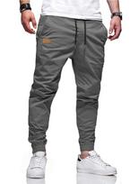 Men's Casual Drawstring Joggers - Spring/Autumn Long Pants with Cuffed Hem L tamsiai pilka spalva