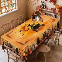 Halloween Themed Witch  Rectangle Tablecloth for Tables Decor Holiday Reusable Family Dinner Table Cloth Halloween Decorations 90x140cm