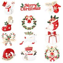 Christmas Brooch Pins Christmas Brooch Pins Cute Christmas Pins for Kids Christmas Gift Decorations Christmas Brooch Set raudona