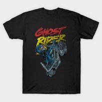 Men Black Print T-shirt Ghost Rider Classic No-Cut Heat Transfer Print Cotton Tshirt L juoda