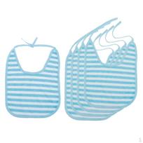 5 Pcs Stripes Junior Bibs, Feeder Bibs for Toddlers / Big Kids, Waterproof, Washable, Stain and Odor mėlyna
