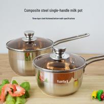 Yuanfa Three-Layer Stainless Steel Saucepan for Milk, Noodles, and Baby Food with Single Handle. 16CM Diameter