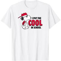Peanuts - Snoopy I Put The Cool In School T-Shirt S balta