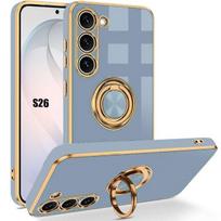 Case for Samsung Galaxy S26, Slim Lightweight Silicone Protection with 360° Rotating Ring - Blue mėlyna