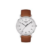 Tissot Meishi Collection Kvarcinis Mechanizmas 30m Atsparumas Vandeniui Vyriški Laikrodžiai Laikrodis 42mm Baltas Ciferblatas T109.610.16.037.00 White Dial Brown Belt