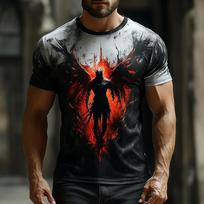 Men's Grim Reaper Angel & Devil T Shirt Short Sleeve T shirt 3D Print Crew Neck Shirt Fashion Exaggerated Designer Party XL gray