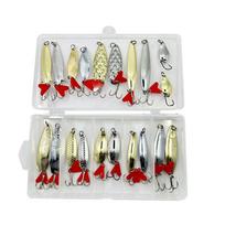 10Pcs/Set Gold And Sliver Metal Jig Spoon Spinner Fishing Lure Wobbler Bait Set Withfishing Tackle Box Kit For Fishing įvairiaspalvis