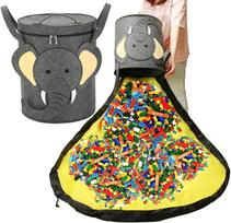 Detachable Felt Foldable Toy Storage Bag, Cute Animal Organizer, Ziplock Bags, Dustproof, Large Building Block, Kids Play Mat
