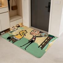 character M-Mr. Bean Floor Mat Flannel Door Mat Non-Slip Absorbent Washable Indoor Home Rug 40x60cm