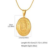 Nemokama individualizuota nuotrauka Mergelės Marijos ovalus medalionas pakabukas karoliai Nerūdijančio plieno atidaromas nuotraukų rėmelis karoliai moterims 50cm-55cm beige