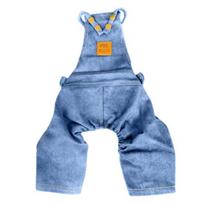 Pet Denim Jumpsuit Solid Color Cosplay Anti-fade Pet Jean Overalls Strap Dress Clothes for Teddy S 2 mėlyna