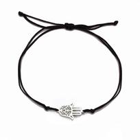 Red And Black Cord Bracelet With Filigree Hamsa Hand Pendant Unisex Amulet Charm Jewelry Gift For Men And Women