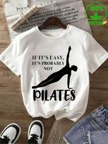 Pure T-Shirt with Pilates One-Arm Support Graphic Print, Heavyweight Pure Crew Neck Short Sleeve, All-Season Versatile Top S įvairiaspalvis
