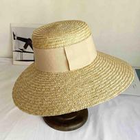 Luxury Desiger Down Wide Brim Straw Hats for Women Grosgrain Trimmed Straw Sun Hat Handmade Ribbon Band Summer Church Beach Hat smėlis