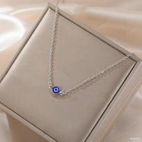Lucktune Turkey Evil Eye Choker Necklace For Women Stainless Steel Irregular Shape Charm Necklace Double Chain Jewelry Gifts New
